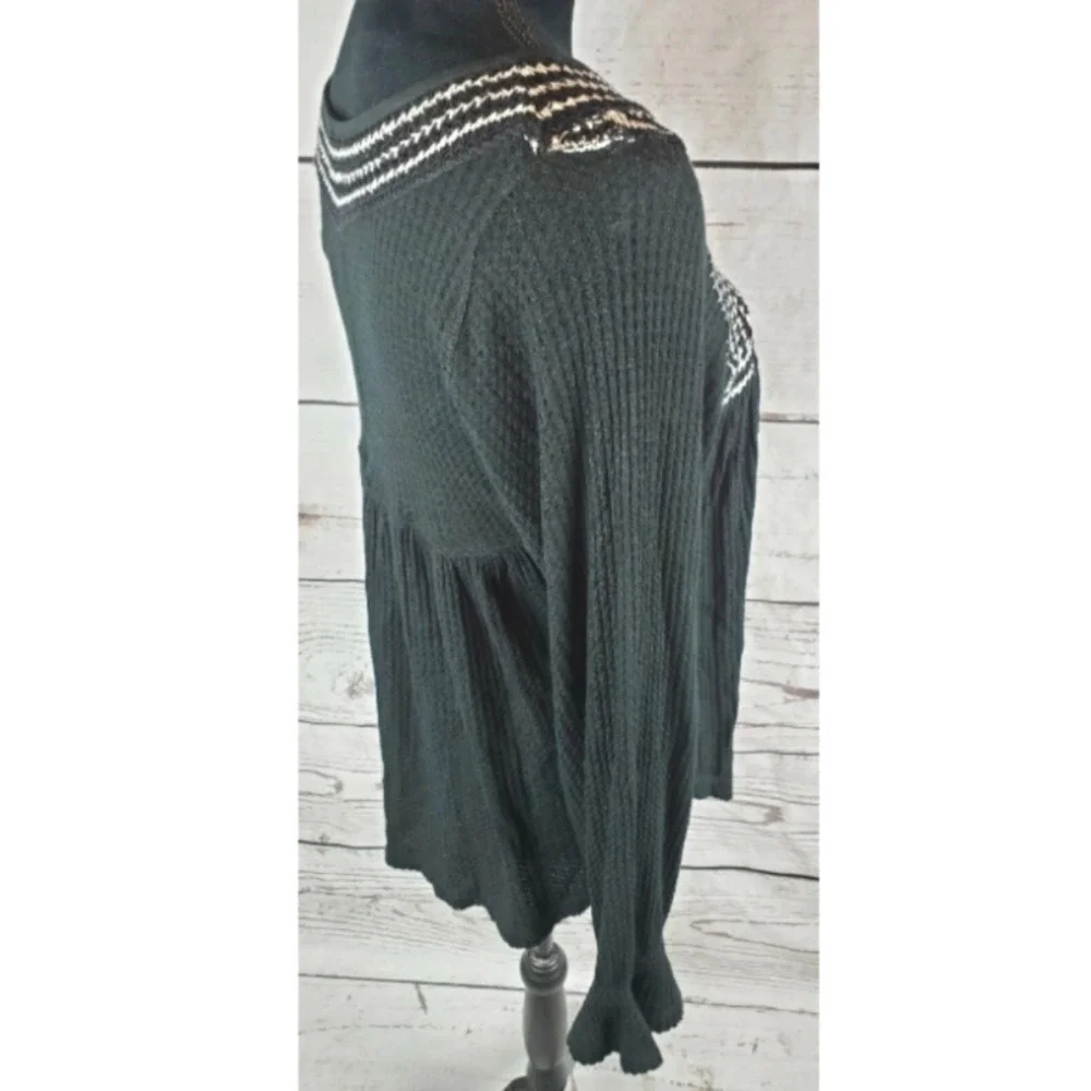NWT Free People Soul Mate Top Women's Small Black White Crochet Lace Applique